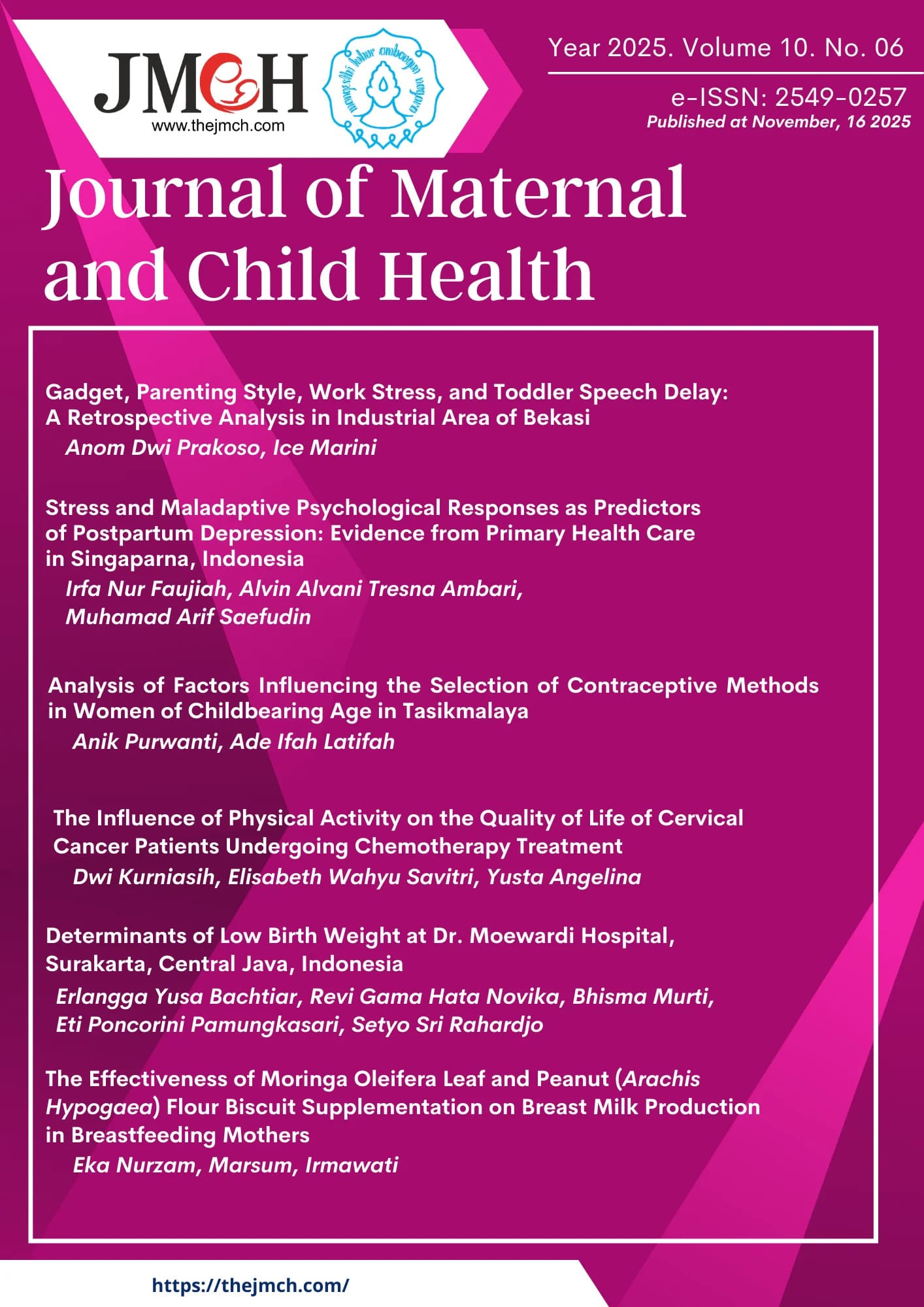 Journal of Maternal and Child Health Vol. 10 No. 6 Tahun 2025