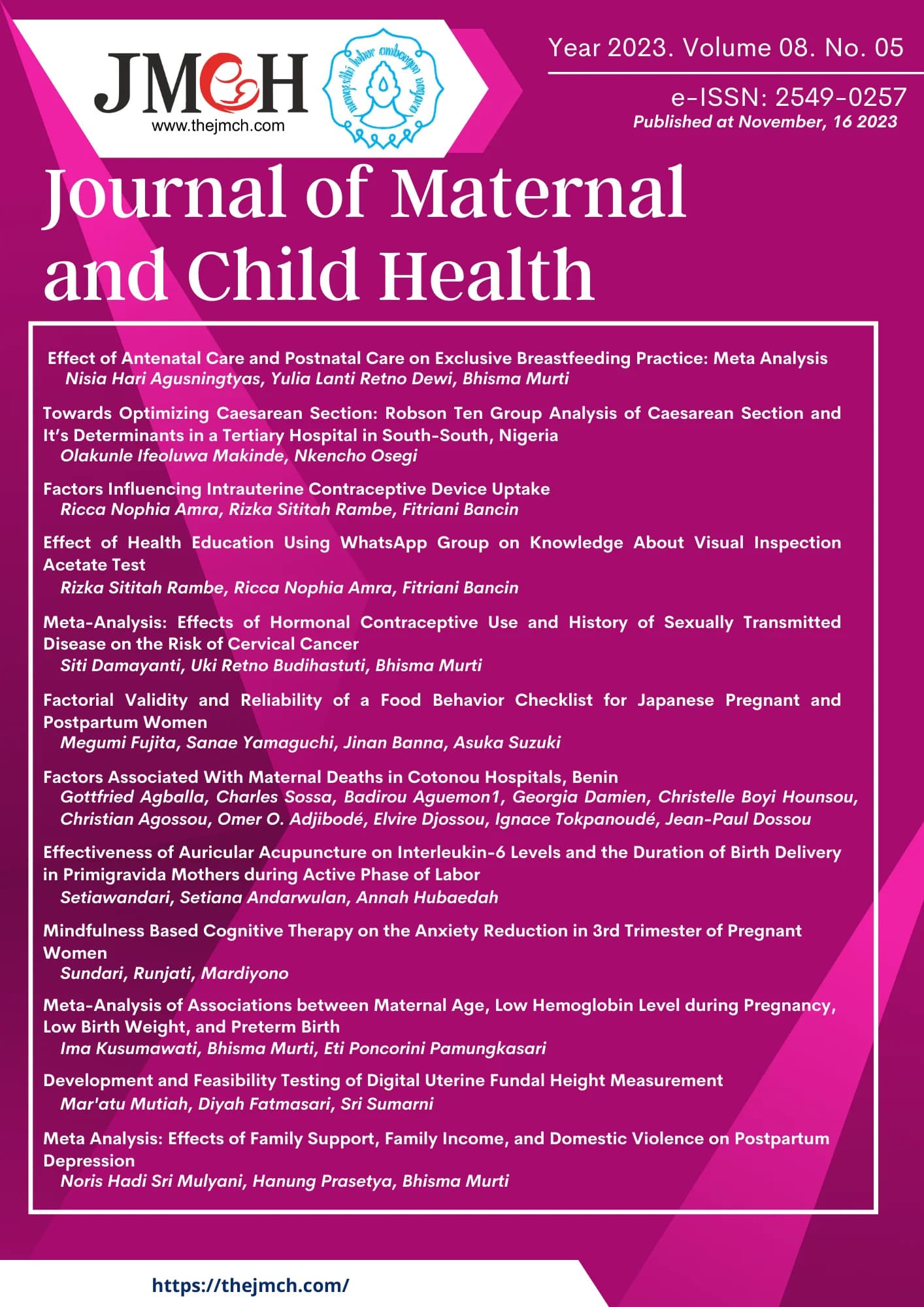Journal of Maternal and Child Health Vol. 8 No. 5 Tahun 2023