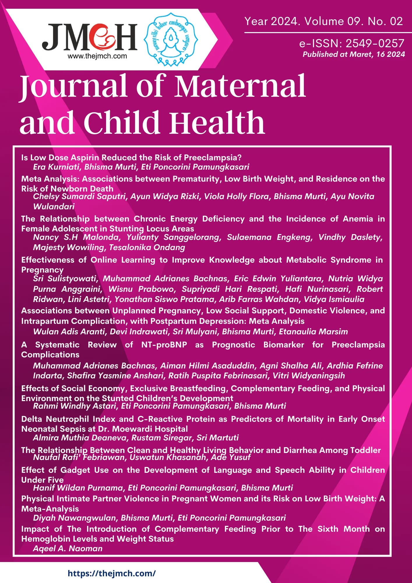 Journal of Maternal and Child Health Vol. 9 No. 2 Tahun 2024