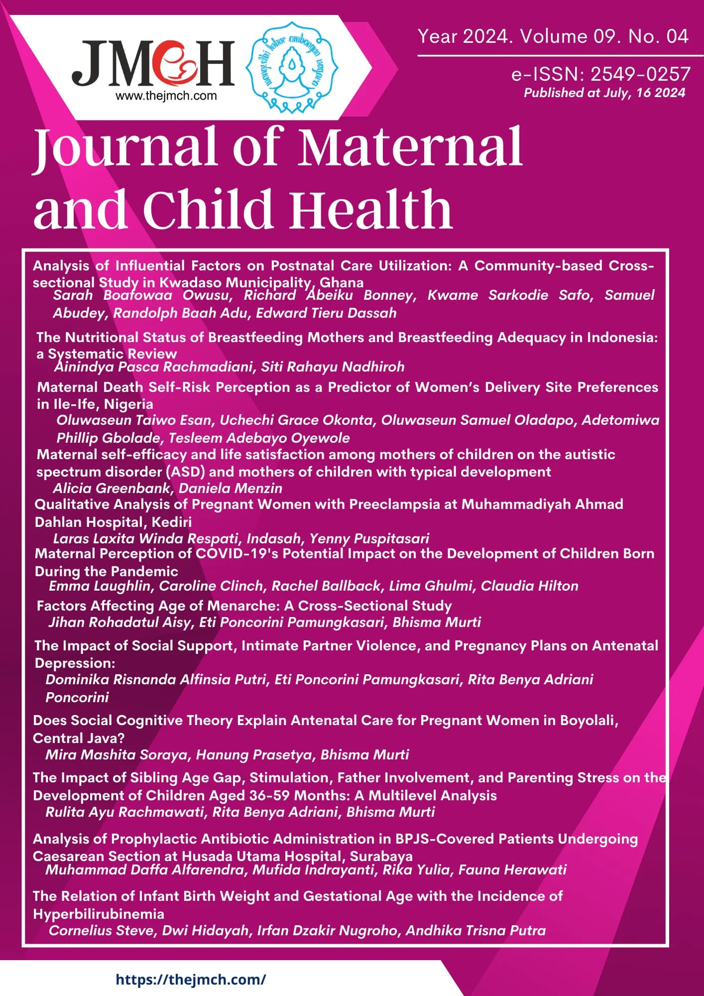 Journal of Maternal and Child Health Vol. 9 No. 3 Tahun 2024
