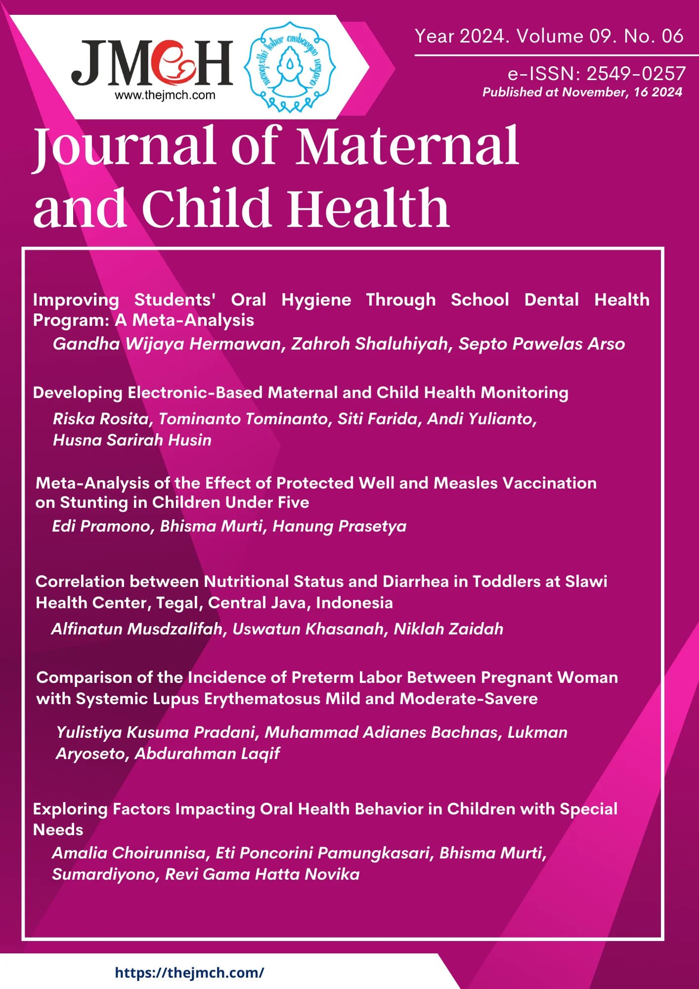 Journal of Maternal and Child Health Vol. 9 No. 6 Tahun 2024